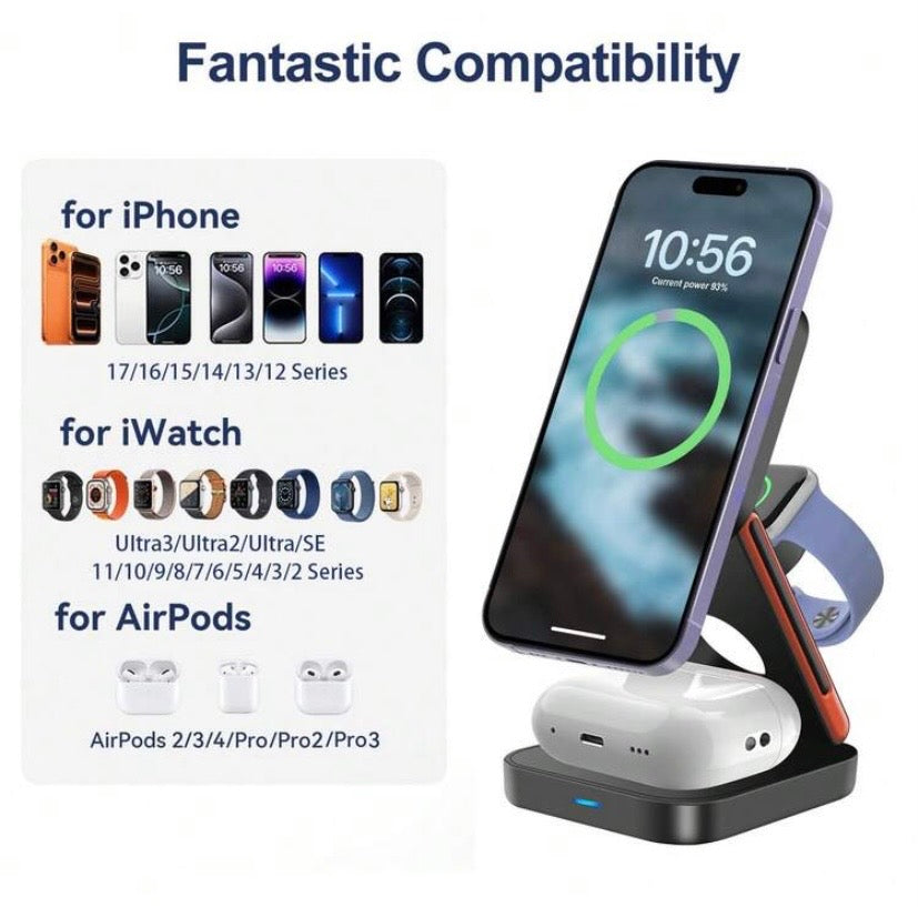 Assiora MagDock – 3-in-1 Magnetic👉Wireless Charger